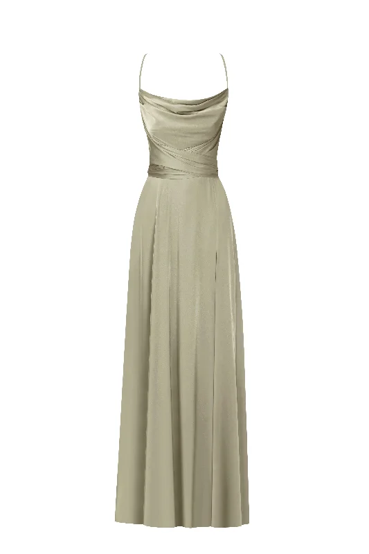 Boudoir olive silk slip dress