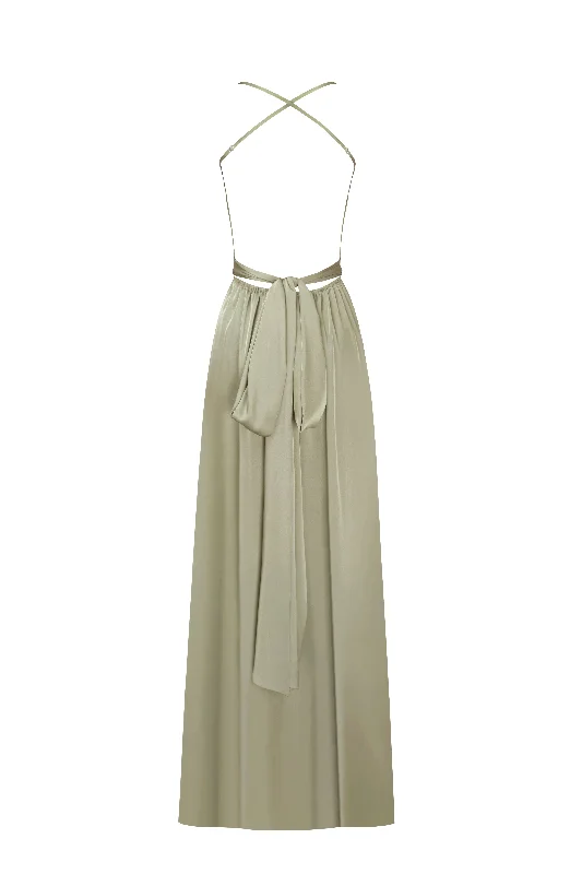 Boudoir olive silk slip dress