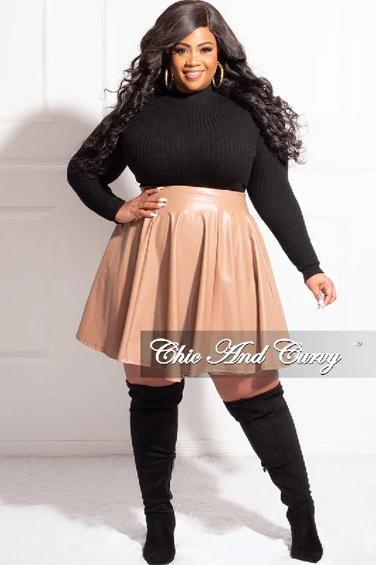 Final Sale Plus Size Faux Leather Skirt in Camel