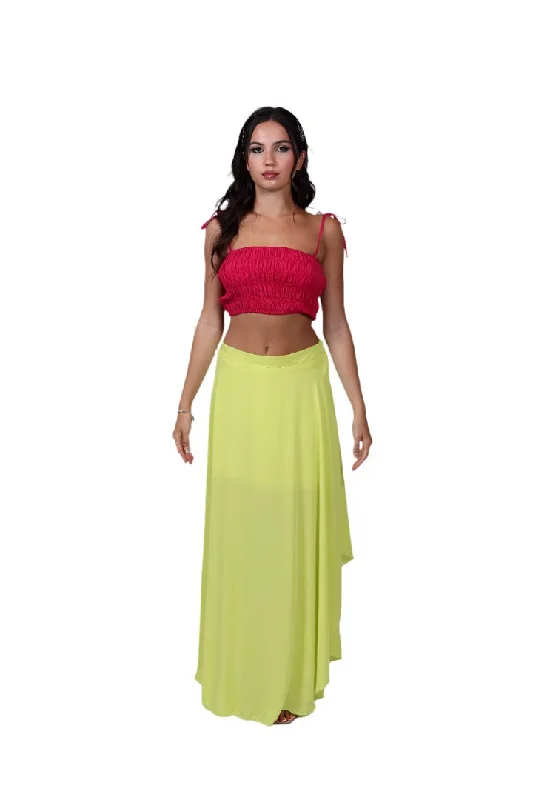 High Low Maxi Skirt in Lime Green| Angel