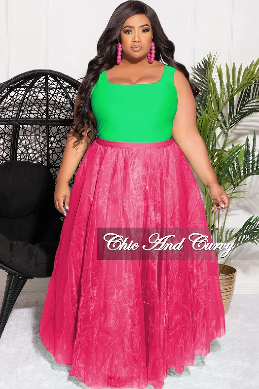 Final Sale Plus Size Maxi Tulle Tutu Skirt in Fuchsia (SKIRT ONLY)