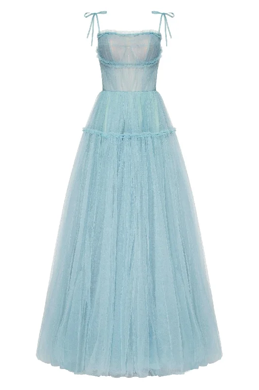 Ocean Wave Tie-straps tulle prom dress