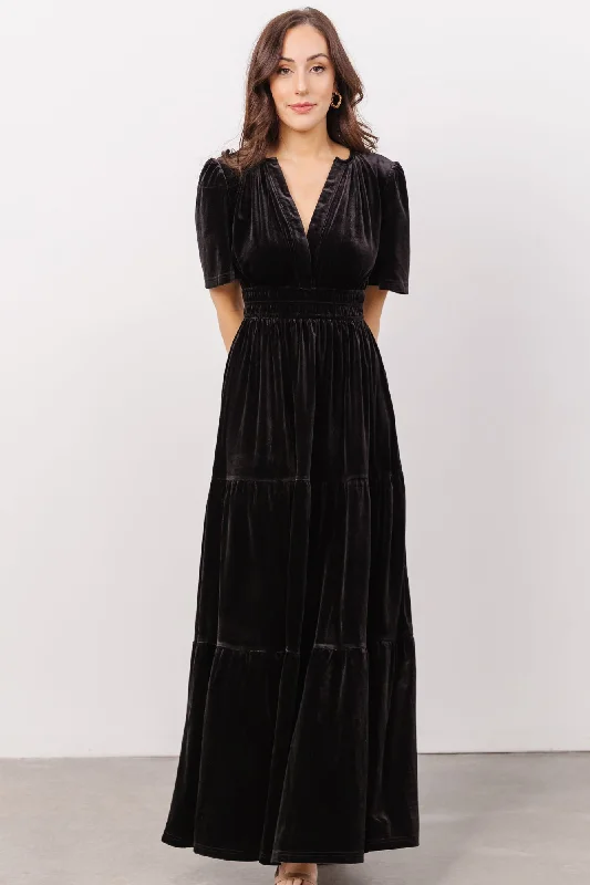 Artemis Velvet Maxi Dress | Black