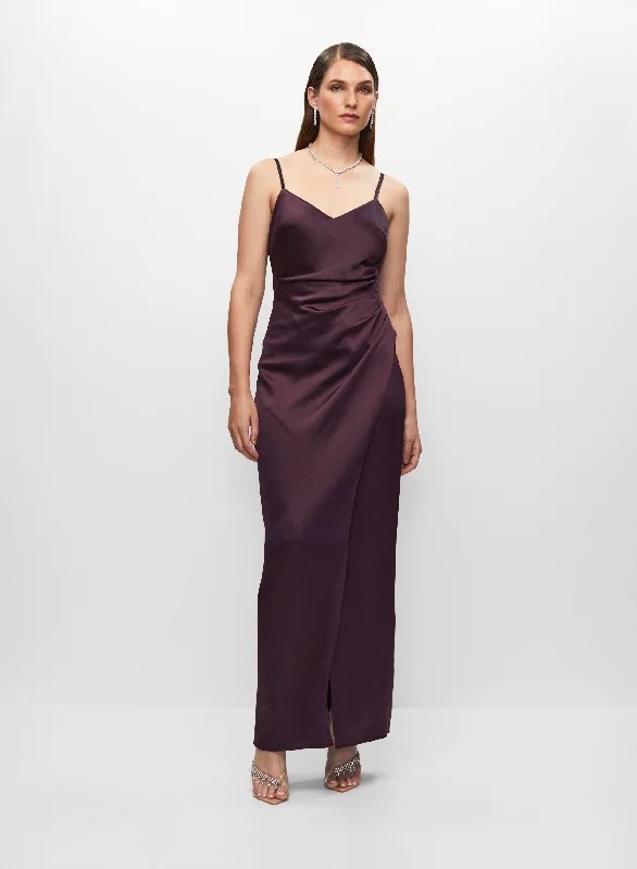 BA Nites - Ruching Detail Satin Dress