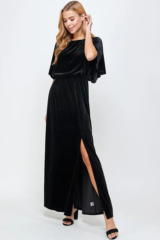 Black Valerie Velvet Maxi