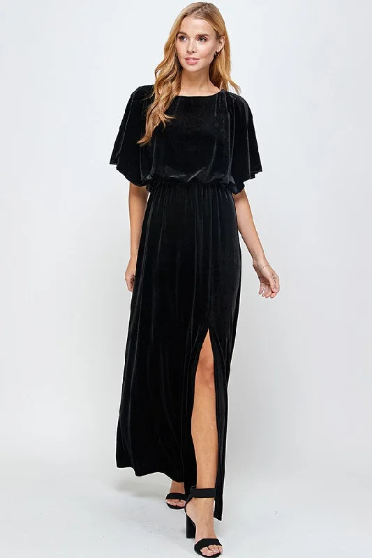 Black Valerie Velvet Maxi