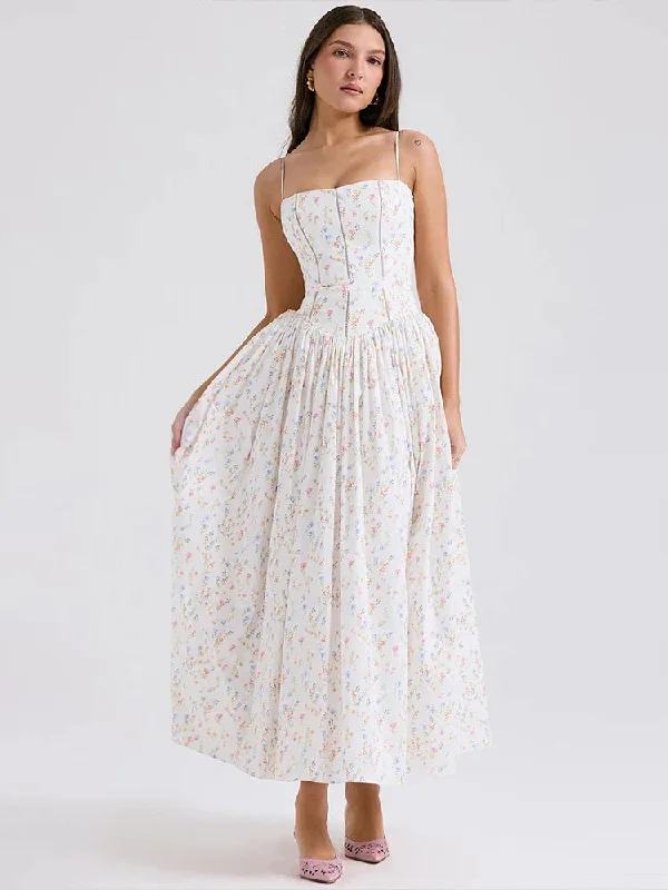 Sexy Fit White Floral Summer Lace Maxi Dress