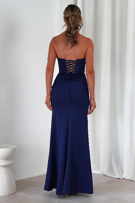 Grasie Bodycon Strapless Gown | Navy