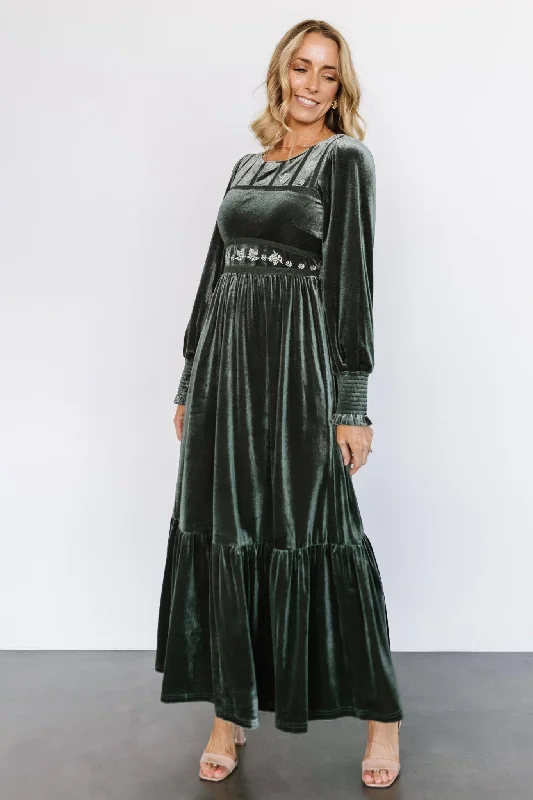 Ingrid Velvet Maxi Dress | Eucalyptus