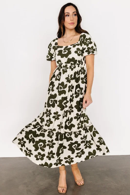 Kasey Maxi Dress | Olive + Ivory Print