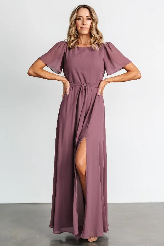 Naomi Short Sleeve Maxi Dress | Vintage Plum