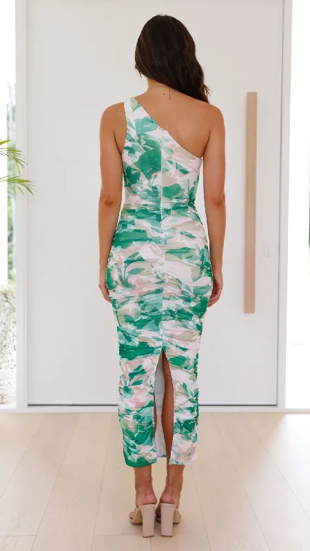 Natalia Midi Dress - Green Print