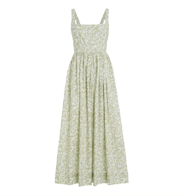 Scoop Neck Dress in Light Green Limes