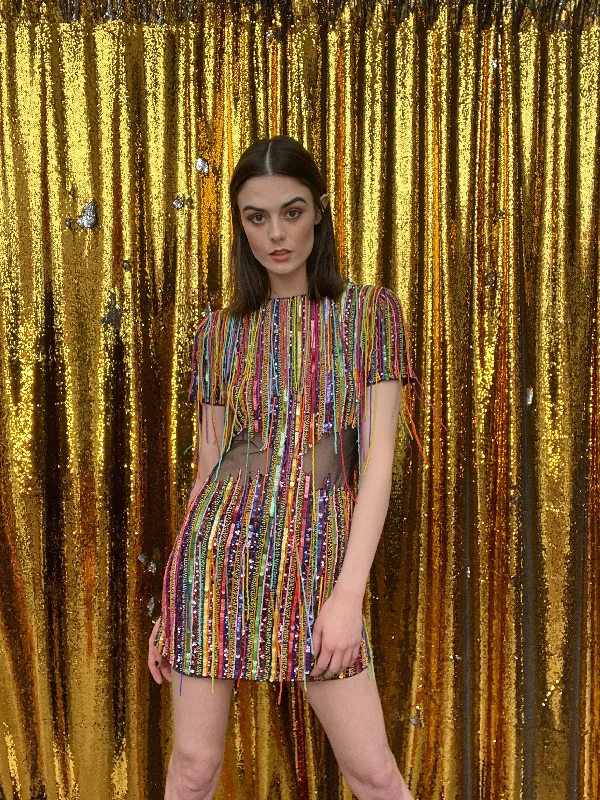 Any Old Iron Rainbow Fringe Dress