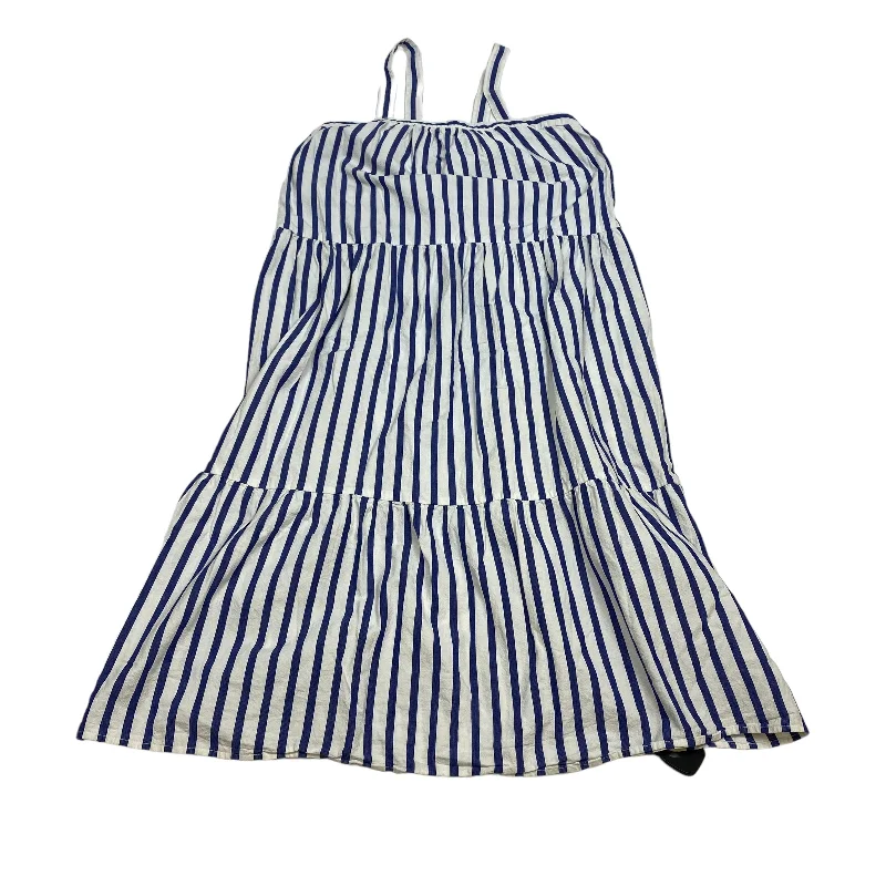 Blue & White Dress Casual Midi Universal Thread, Size S