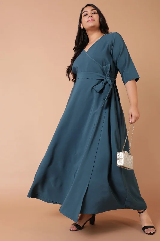 Emerald Cocktail True Wrap Maxi Dress