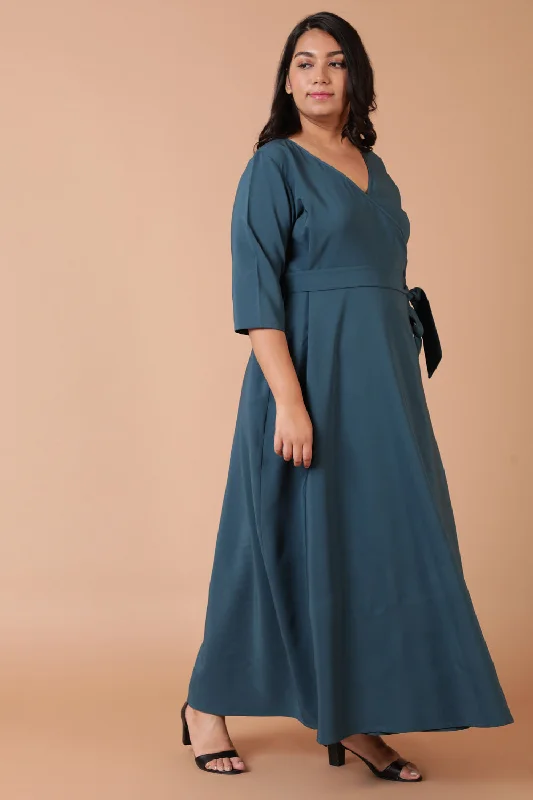 Emerald Cocktail True Wrap Maxi Dress