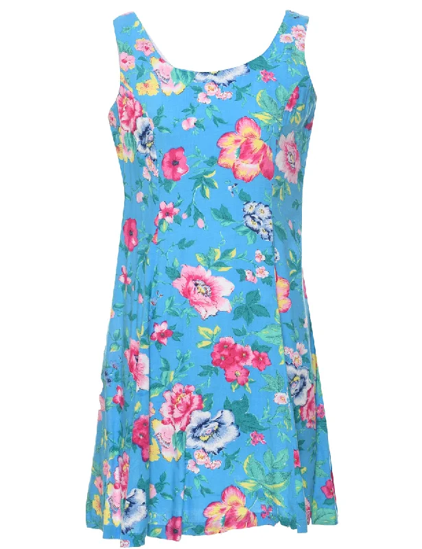 Floral Print Sleeveless Dress - M