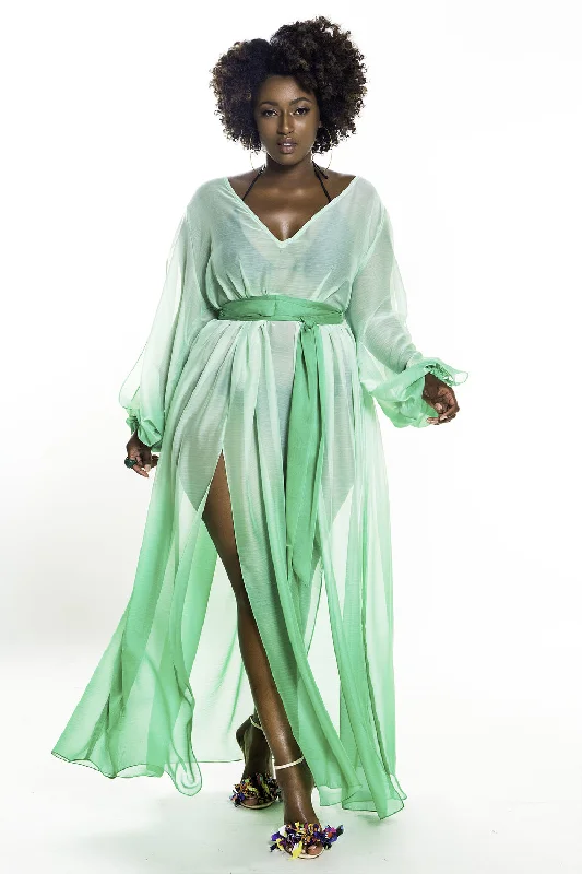 Full Sleeved Ombre Poolside Maxi Dress- Mint