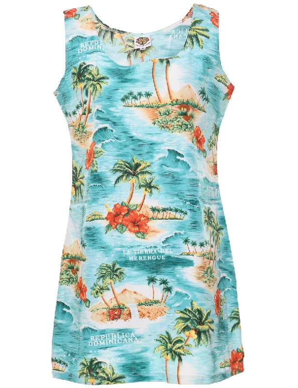 Hawaiian Print Dress - M