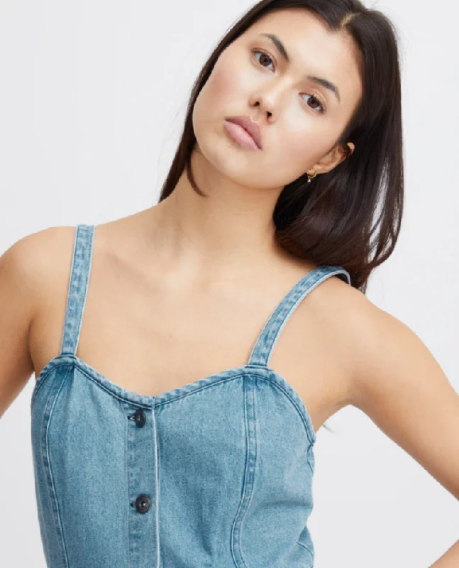 Ichi Concor Denim Blue Strappy Dress