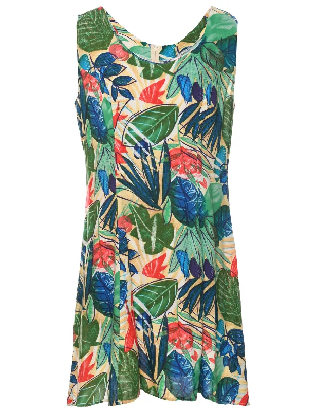 Leafy Print Dress - M