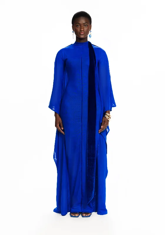 Mesh Batwing Gown - Sapphire