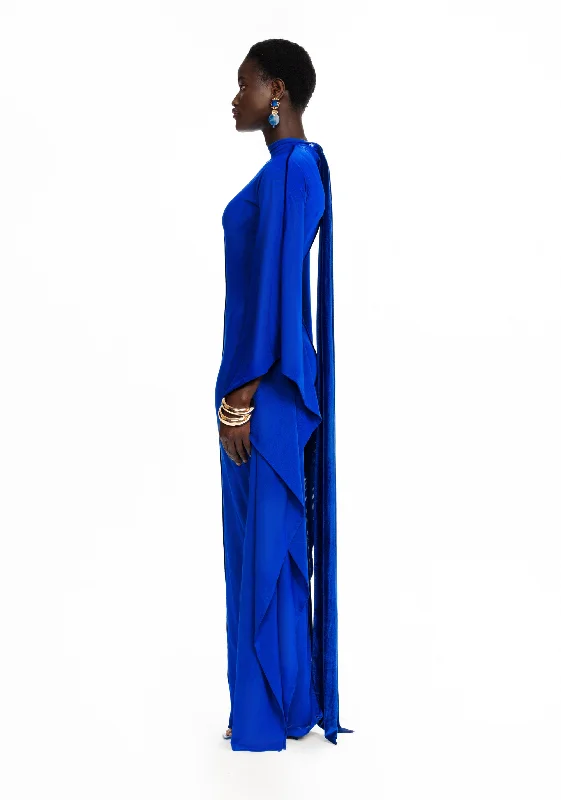 Mesh Batwing Gown - Sapphire