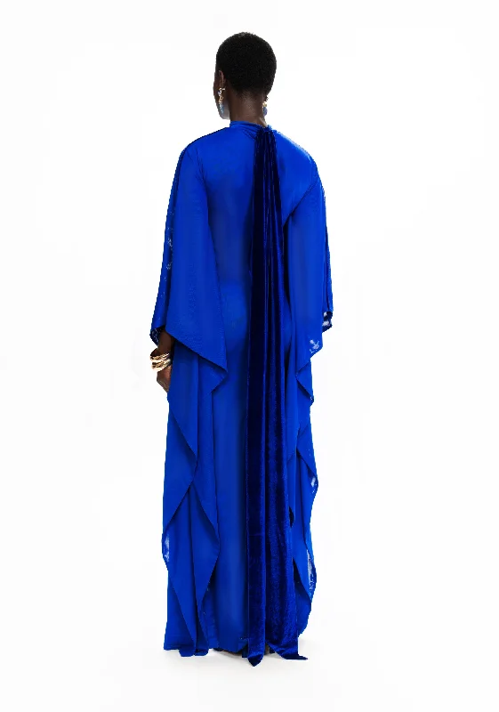 Mesh Batwing Gown - Sapphire