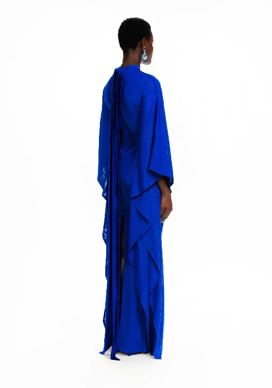 Mesh Batwing Gown - Sapphire