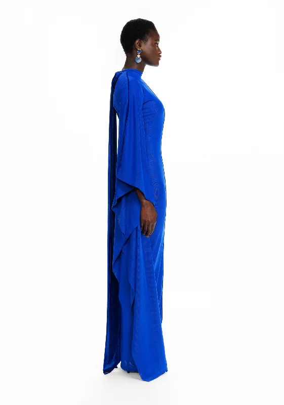 Mesh Batwing Gown - Sapphire