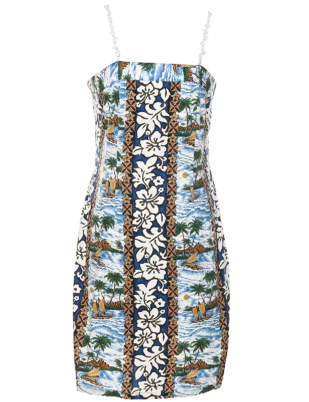 Mini Hawaiian Print Dress - M