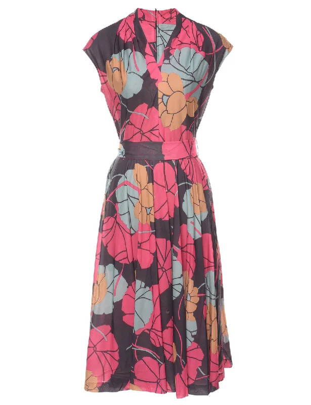 Multi-colour Floral Print Dress - M