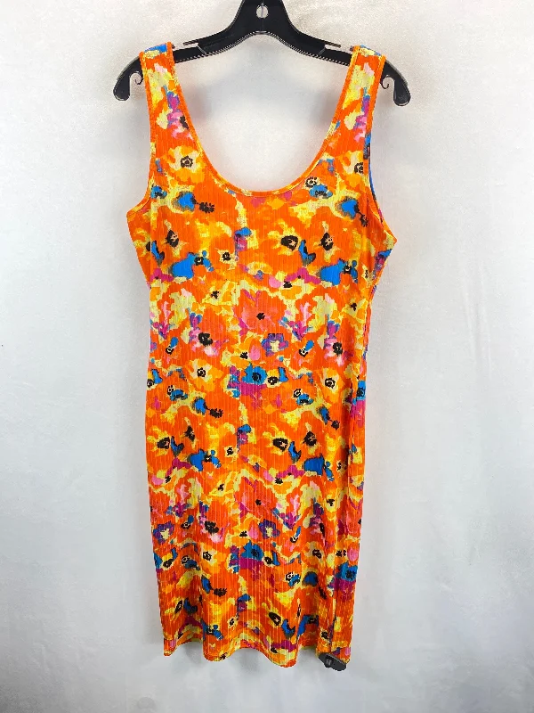 Orange Dress Casual Midi Clothes Mentor, Size Xl