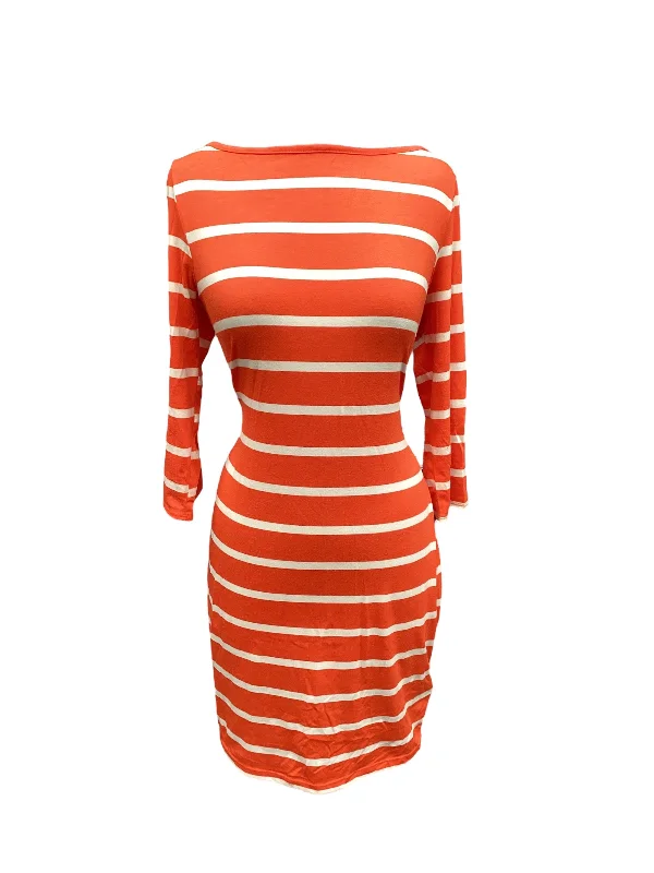 Orange Dress Casual Midi Fashion To Figure, Size Xl