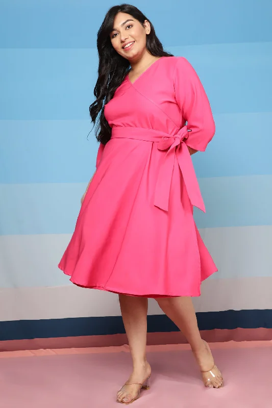 Plus Size Bright Pink True Wrap Dress