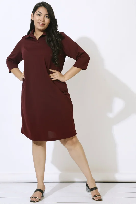 Plus Size Wine Polo Dress