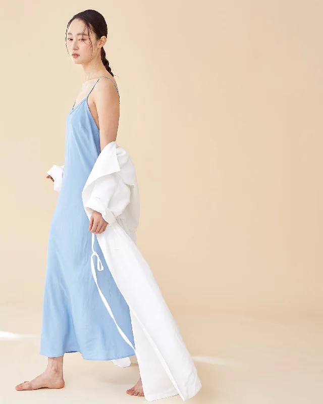 Caroline Long Slip Dress / Sky Blue