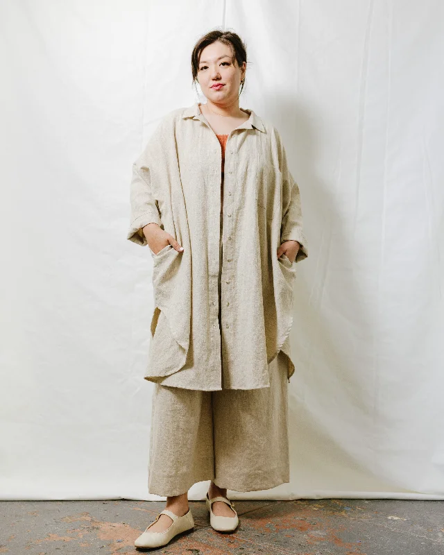 Soft Volume Shirt Dress in Oat Milk Linen (RTS)