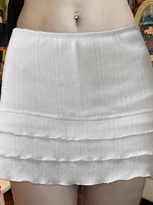 Solid Color Low Waist A-Line Skirt