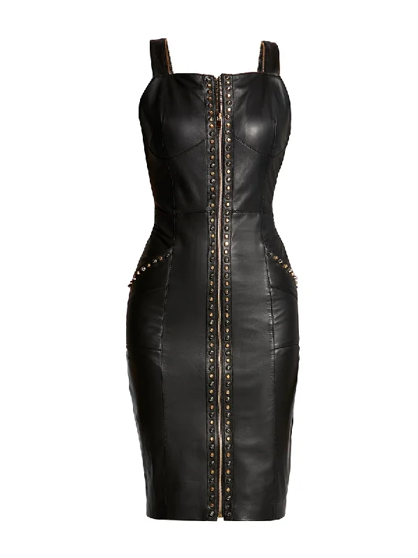 STEVIE UPCYCLED LEATHER DRESS