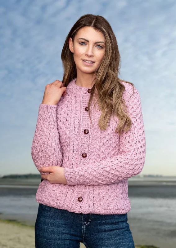 Aran Lumber Cardigan | Pink