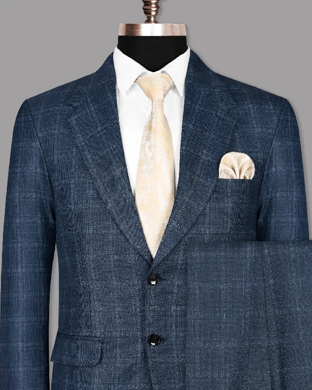 Big Stone Blue Subtle Checked Suit