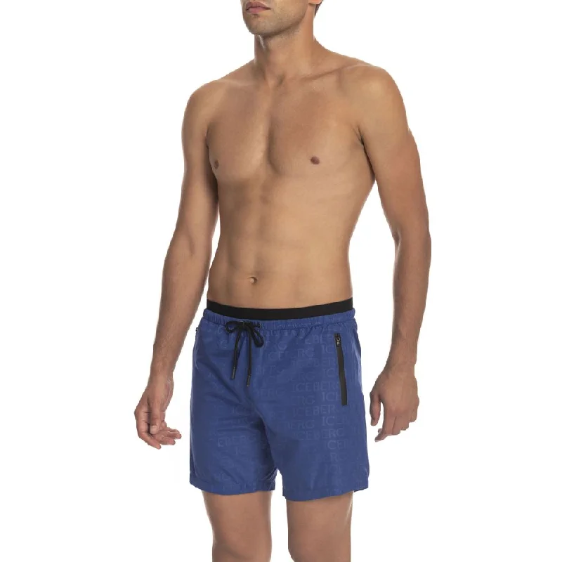 Blue Polyester Swimwear