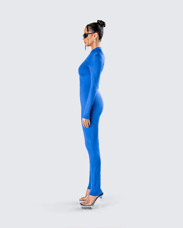 Brianna Blue Zip Up Jumpsuit