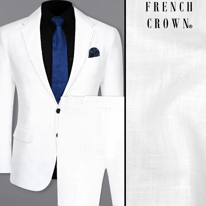 Bright White Luxurious Linen Designer Suit