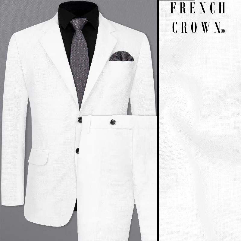 Bright White Luxurious Linen Suit