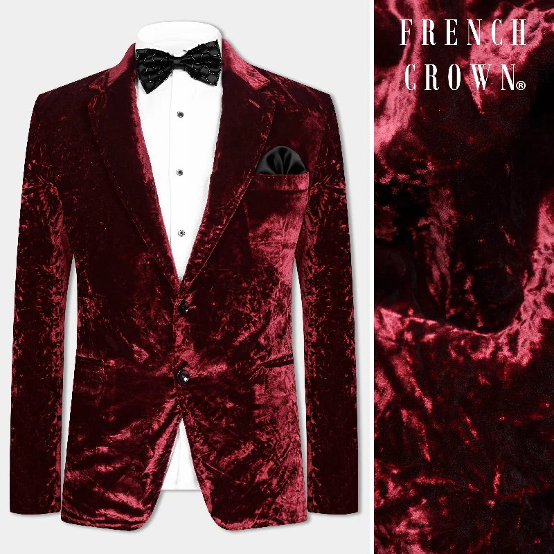 Bulgarian Maroon Crushed Velvet Blazer