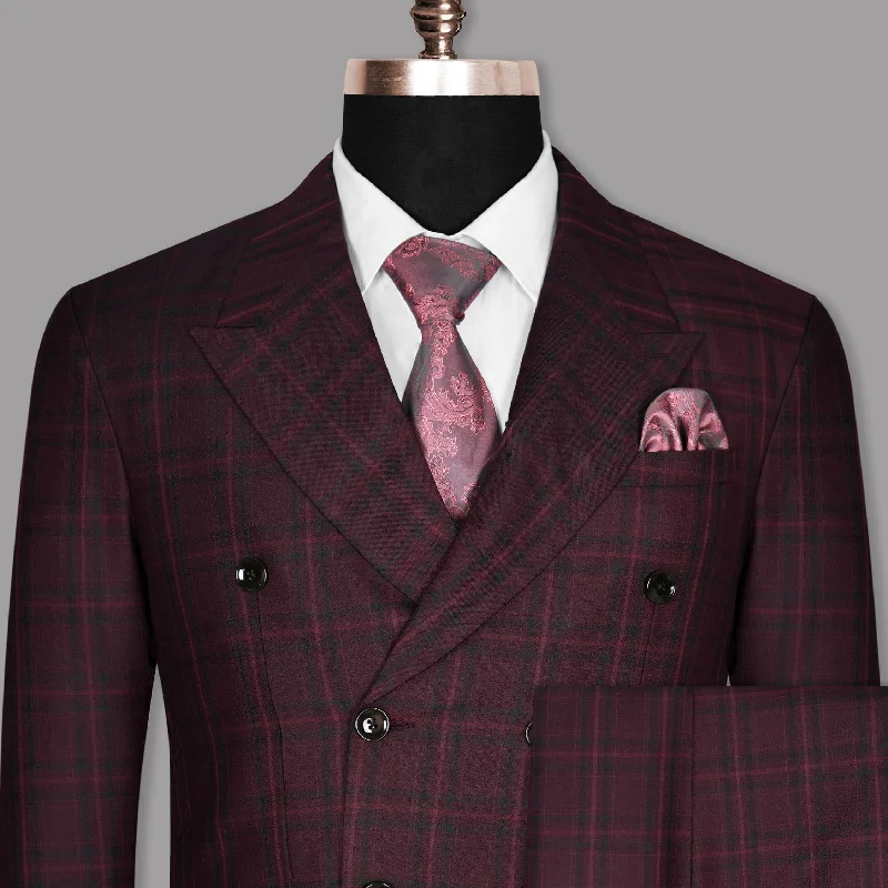 Bulgarian Rose Plaid Double Breasted Suit