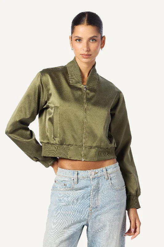 CALA SILK BOMBER | OLIVE